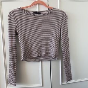 Striped long sleeve crop top